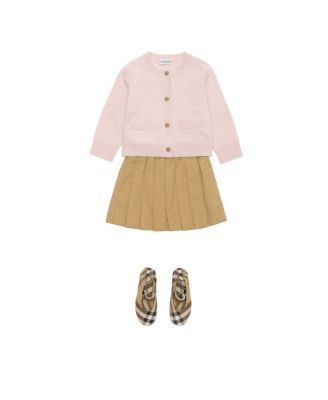 Girls' Check Patch Wool Cashmere Cardigan - Baby, Little Kid