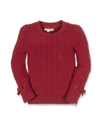 Girls' Organic Long Puff Sleeve Sweater with Bow Detail - Little Kid, Big Kid