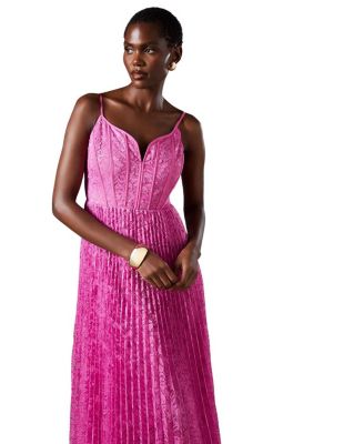 Lace Pleated Maxi Dress