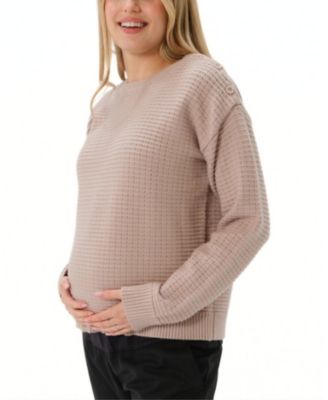  Women's Button Detail and Subtle Thumbhole Feature Maternity & Nursing Sweater