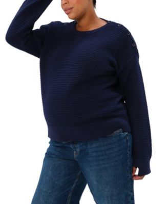  Women's Button Detail and Subtle Thumbhole Feature Maternity & Nursing Sweater