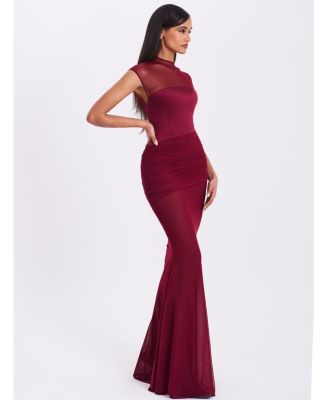  Fabienne Mesh Cap Sleeve Mermaid Gown