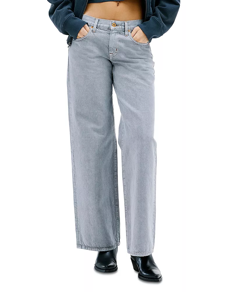 Slvrlake Lexi Low Rise Wide Leg Jeans in Shadow Grey
