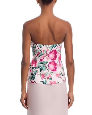 York Satin Floral Strapless Peplum Top