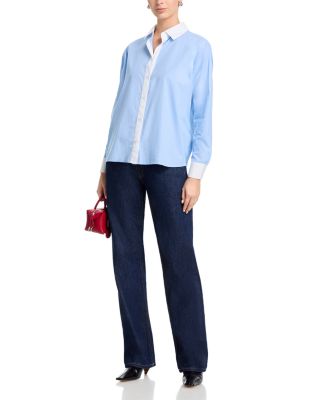 Poplin Ticking Contrast Shirt