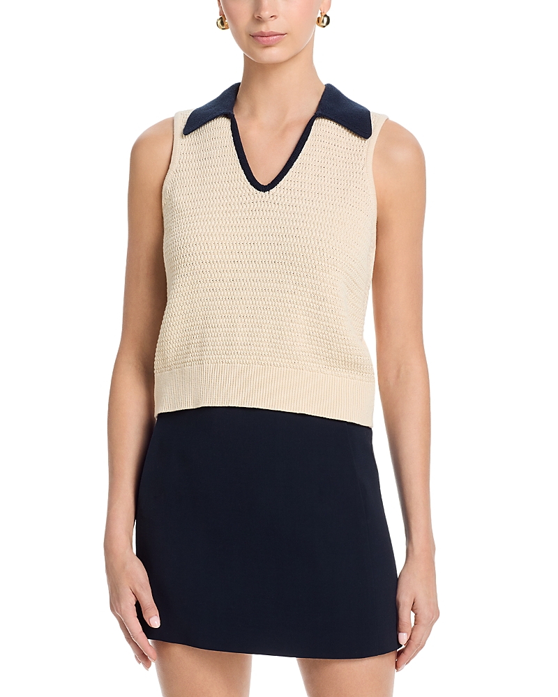 French Connection Mozart Contrast Knit Collared Sweater