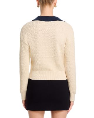 Mozart Contrast Collar Texture Knit Sweater 