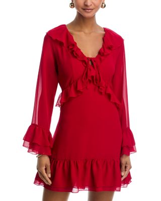 Ruffle Long Sleeve Mini Dress - Exclusive