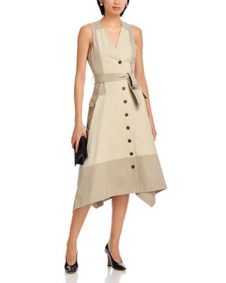 Patchwork Sleeveless Belted Utility Dress