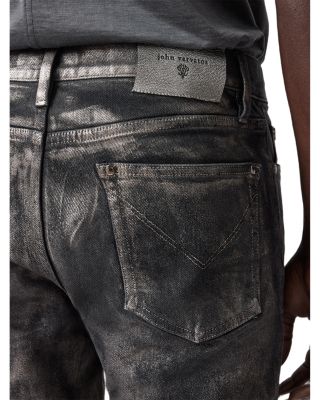 Skinny Fit Distressed Jeans in Metal Grey