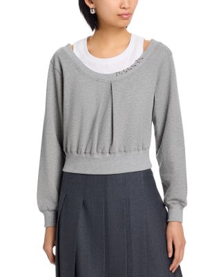 Long Sleeve Embellished Double Layer Sweatshirt