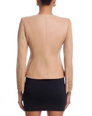 Mariella Collarless Leather Blazer