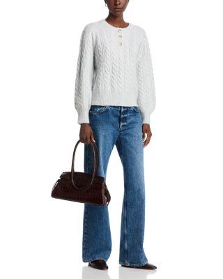 Quarter Placket Cable Knit Sweater