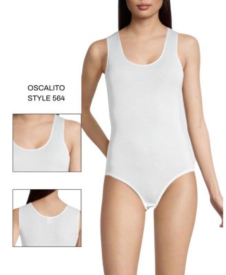  Cotton Scoop Neck Tank Top Bodysuit with Satin Trim