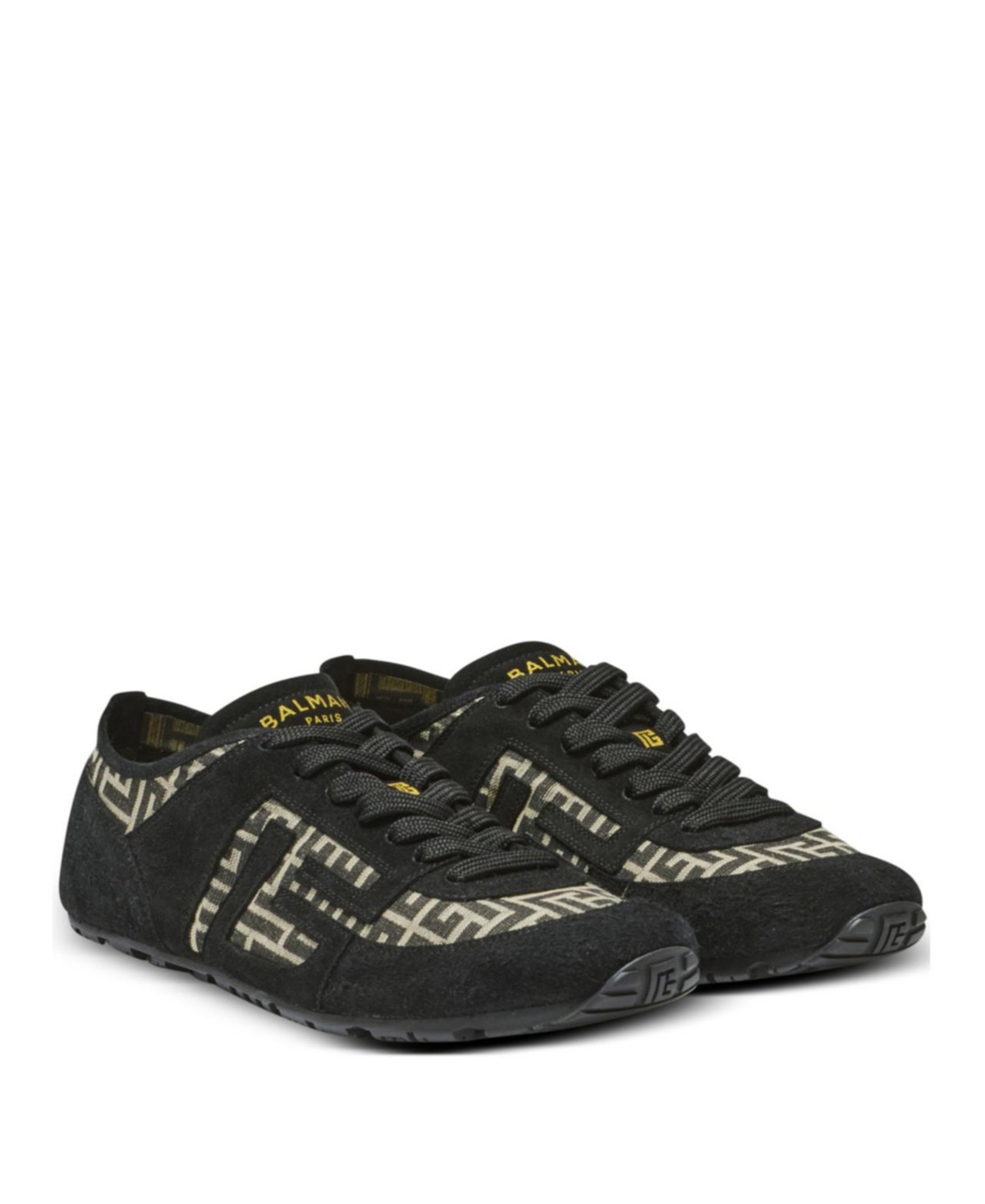 Balmain Men's Racer 45 Monogram Jacquard Trainers in Black