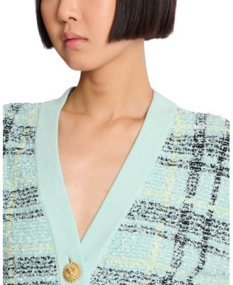  Loose Glitter Tweed Cardigan