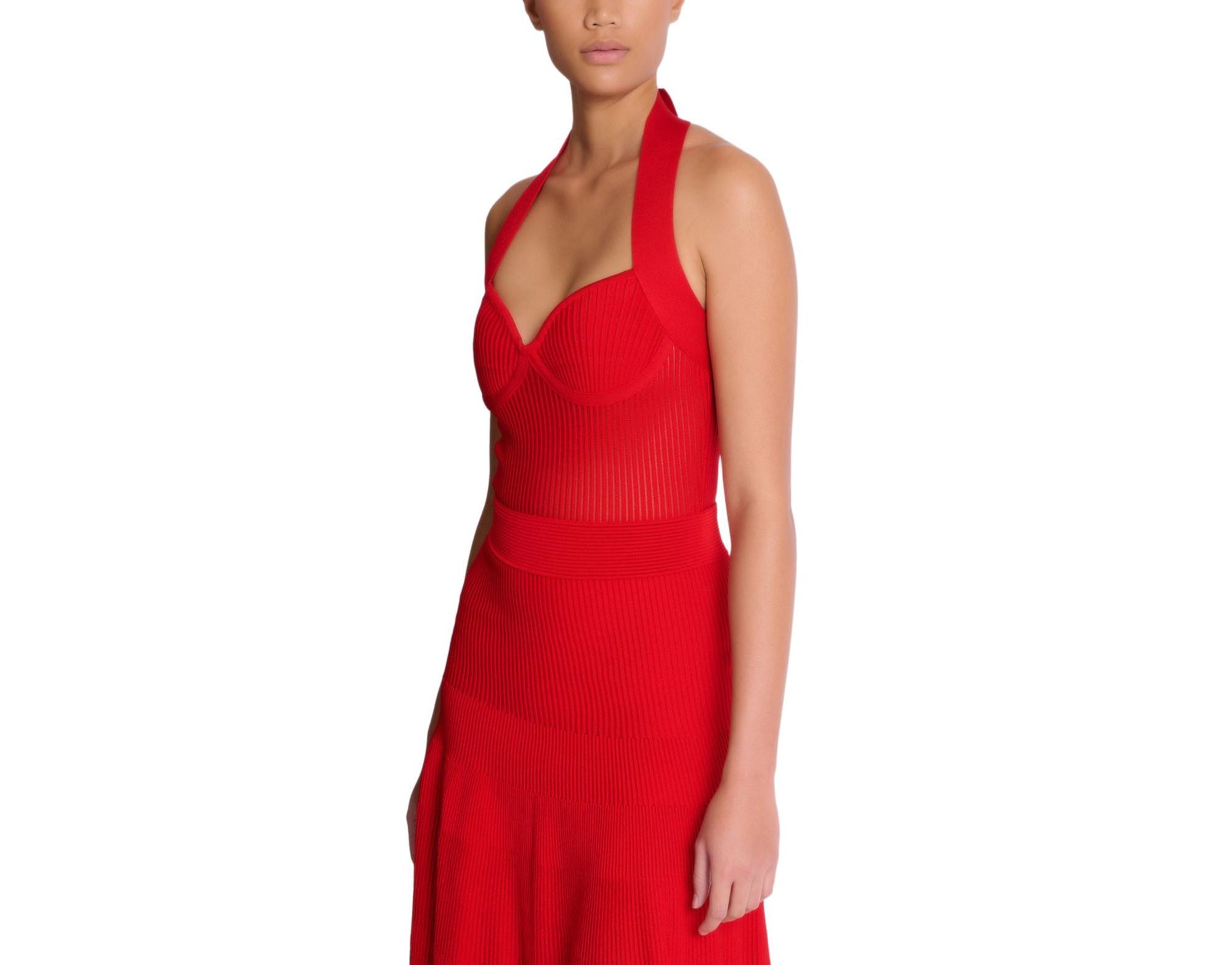 Halterneck Pleated Knit Midi Dress — Image 8