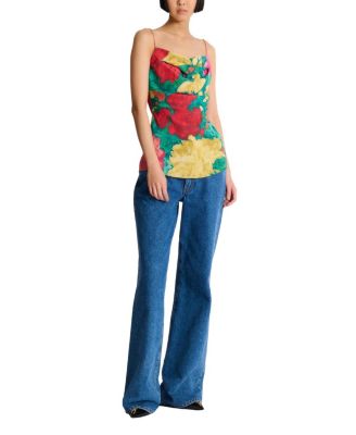  Printed Crepe De Chine Top with Thin Straps