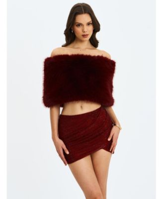 Darleen Rhinestone Mesh Low Waist Ruched Skirt