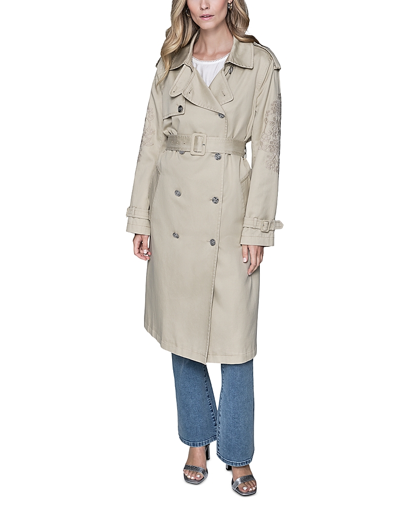 Karl Lagerfeld Paris Floral Sleeve Trench Coat