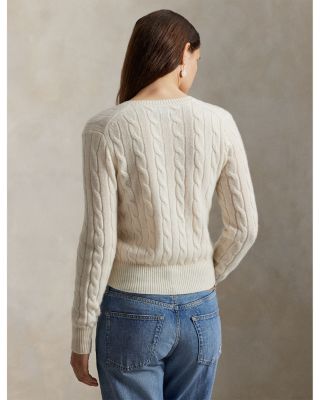 Cable Knit Cashmere Crewneck Cardigan