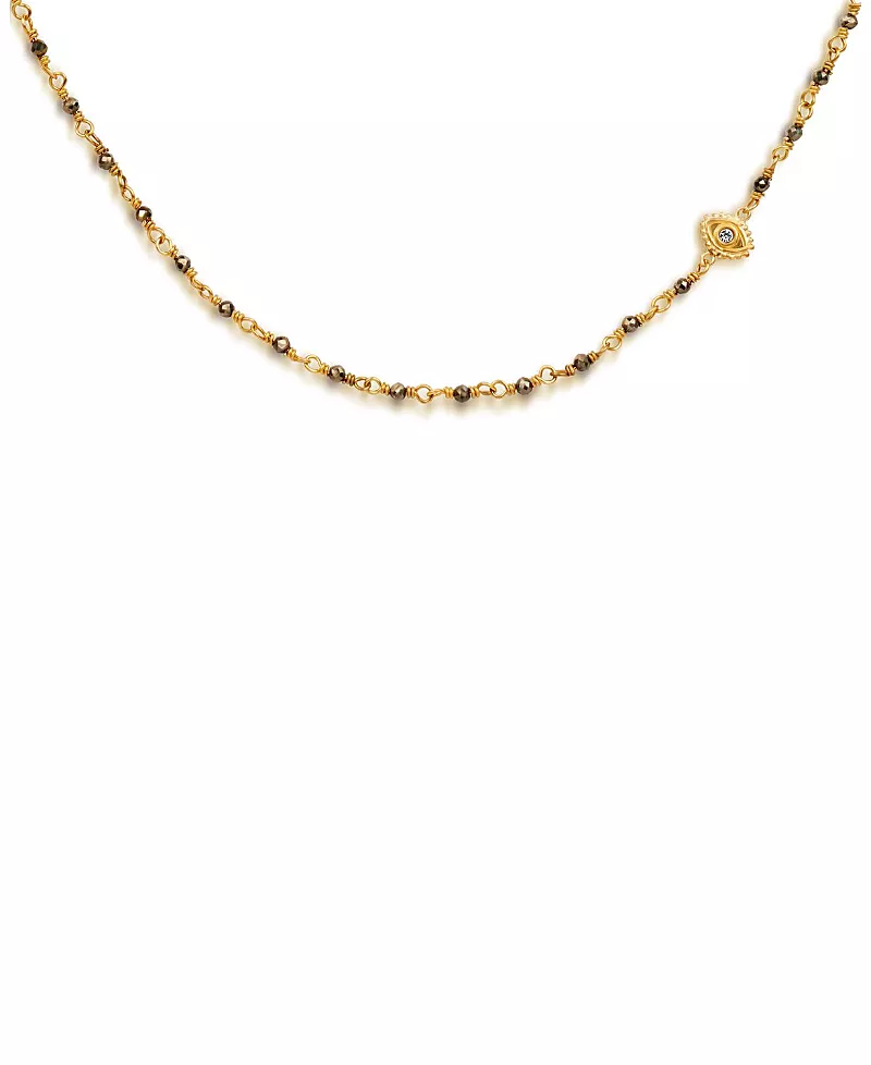 Karma and Luck Boundless Optimism - Pyrite Evil Eye Charm Necklace