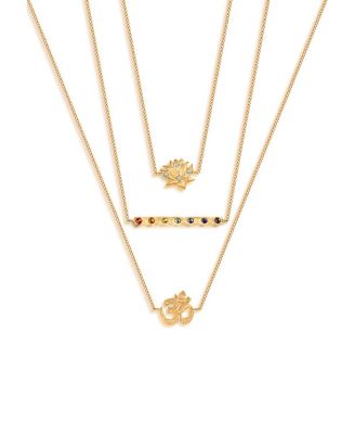  Aligned in Serenity Lotus OM Triple Layer Chakra Necklace