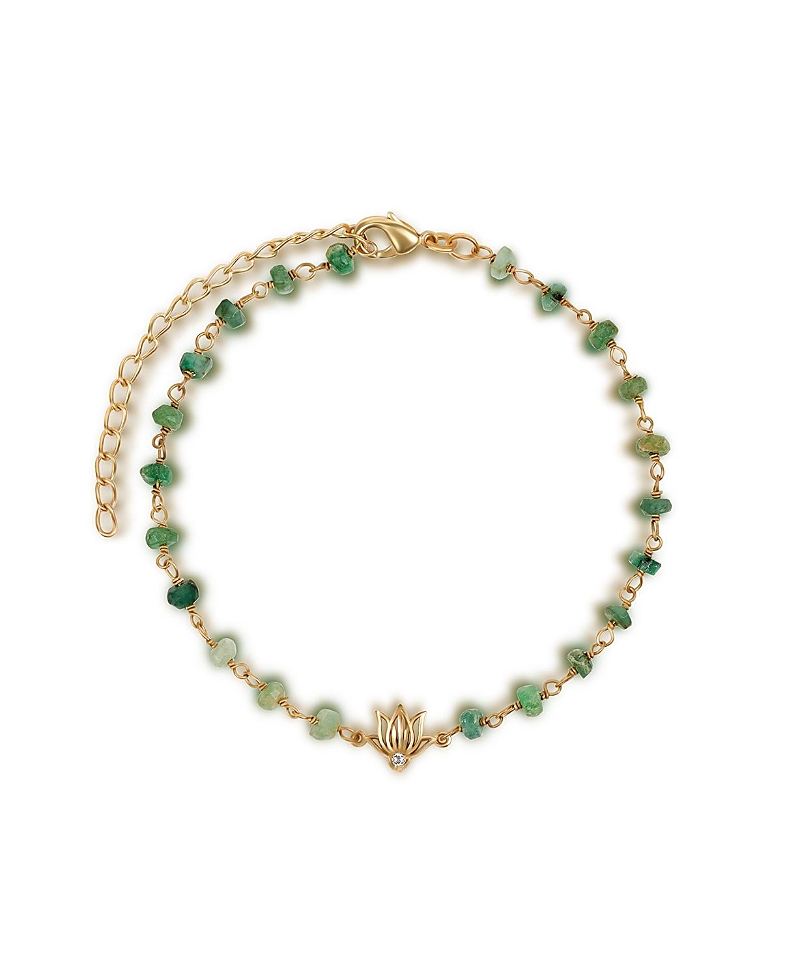 Karma and Luck Focused Serenity Ombre Emerald Lotus Charm Bracelet