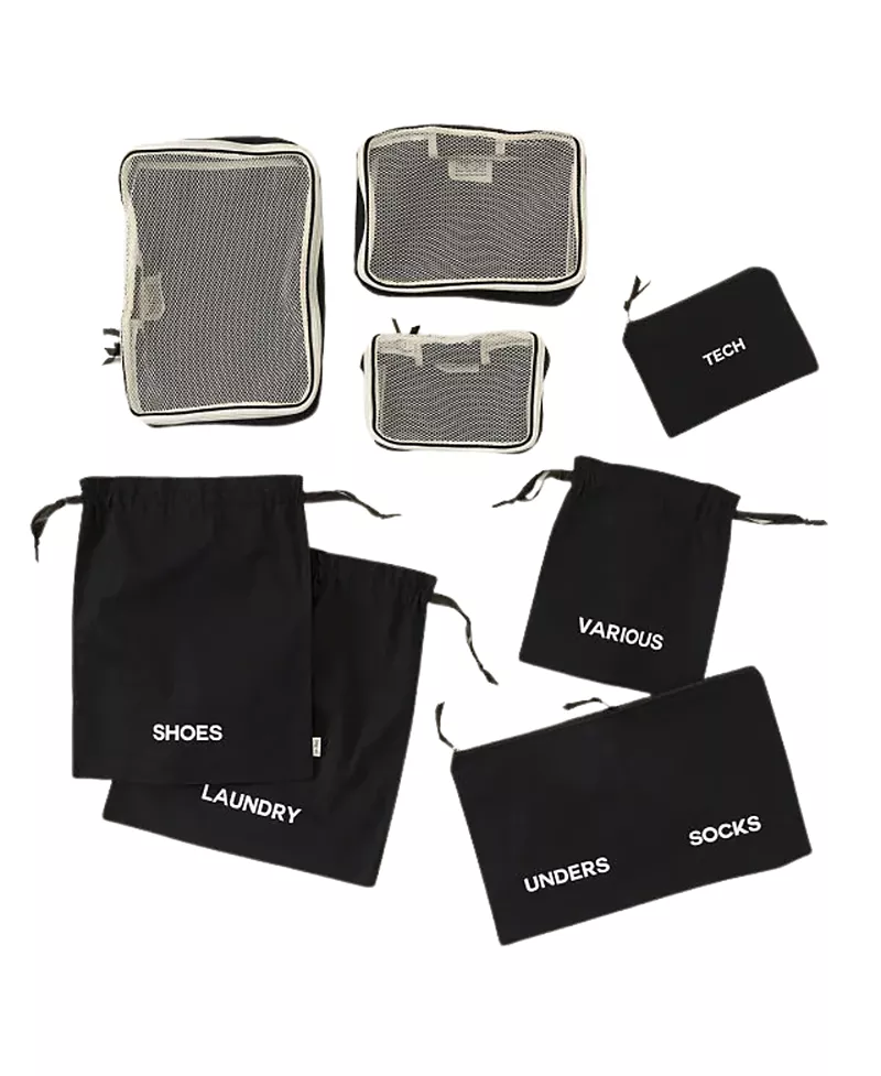 Uncommon Goods Deluxe Packing Travel Set, Set of 8 Organizers