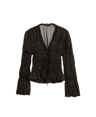  Ruched Sheer Blouse