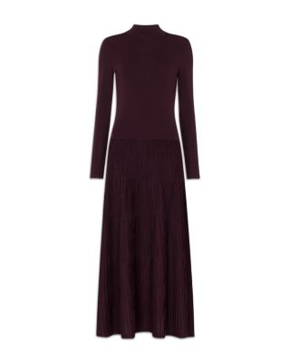 High Neck Pleat Skirt Dress