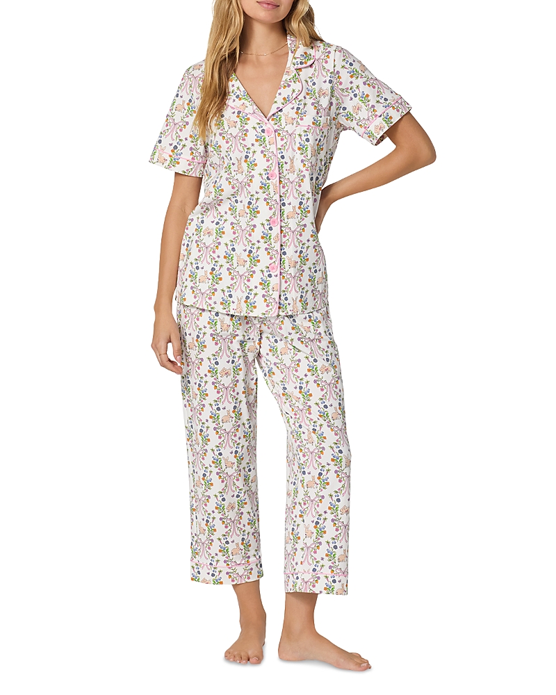 BedHead Pajamas Pink Short Sleeve Classic Stretch Jersey Cropped Pajama Set