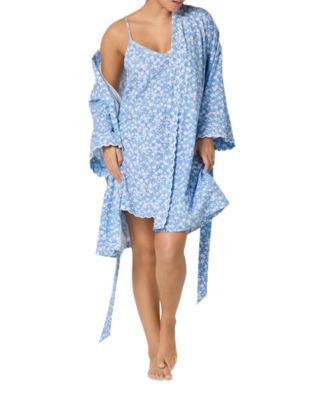 Something Blue Banded Collar Stretch Jersey Robe