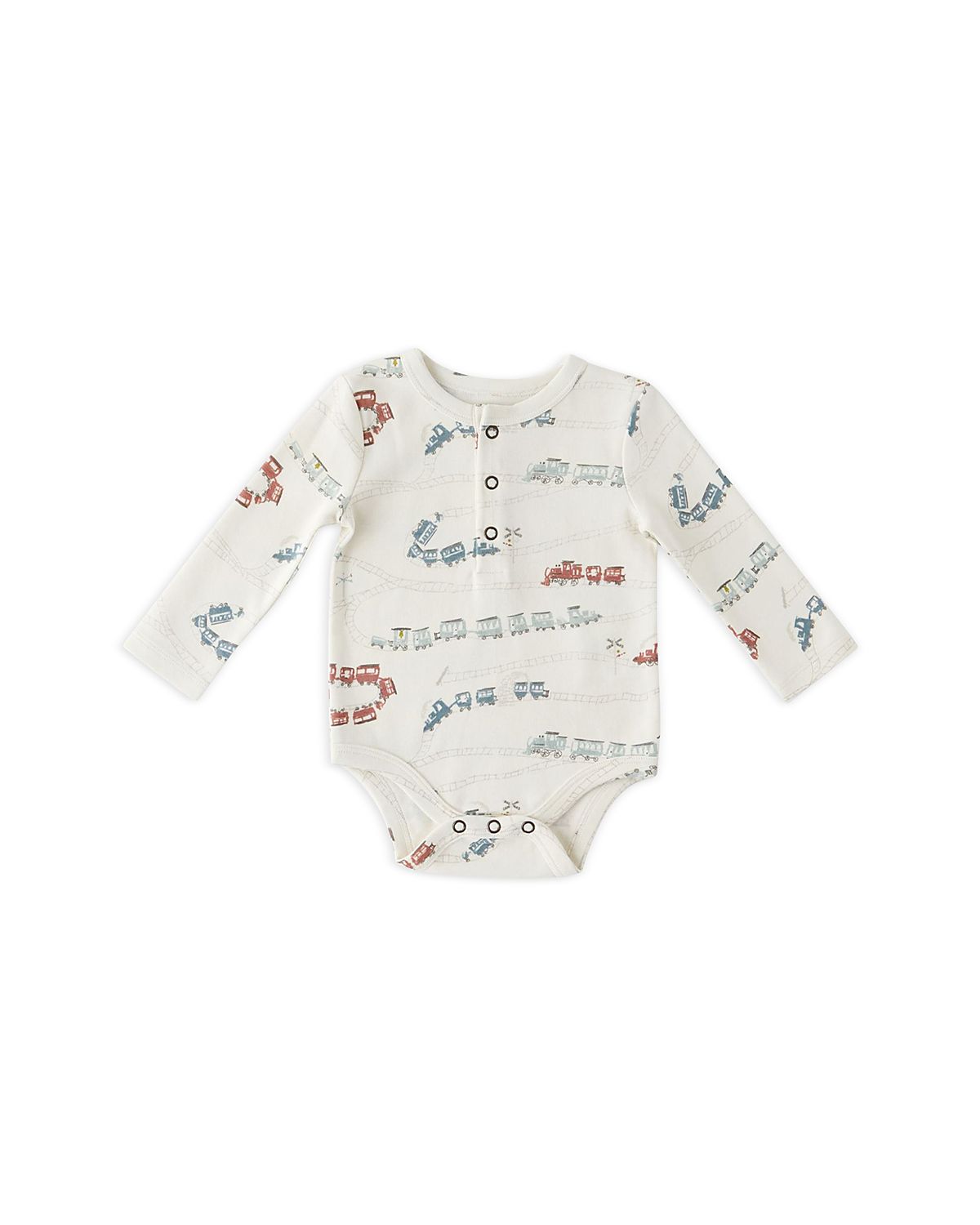 Pehr Unisex Henley Long Sleeved One Piece Printed Bodysuit - Baby