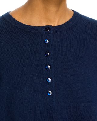 Genevieve Solid Drop Shoulder Henley Sweater