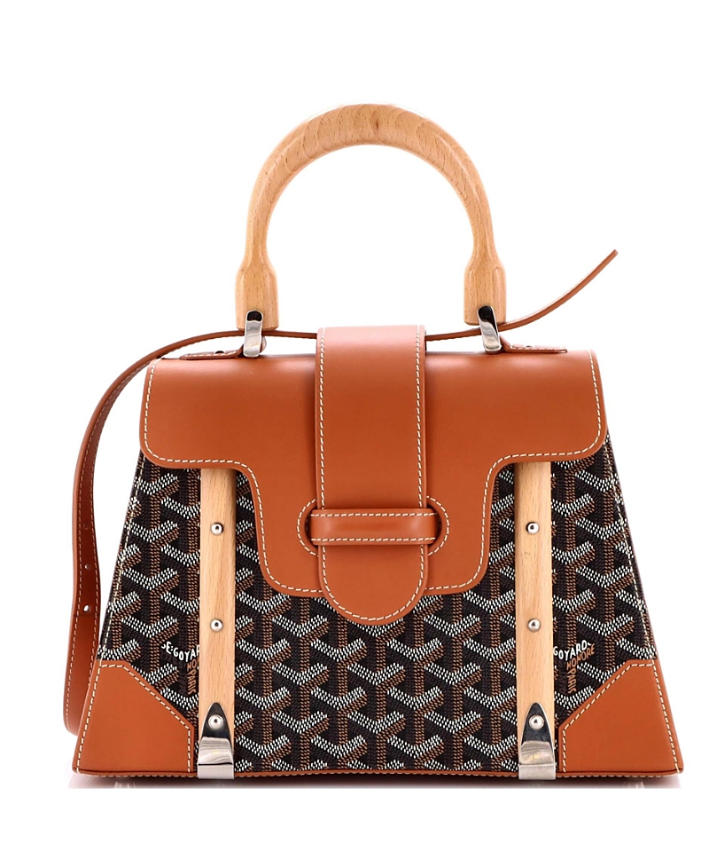 Pre-owned Pre-owned Goyard Goyard Pm Saigon Top Handle Bag Coated Canvas With Leather