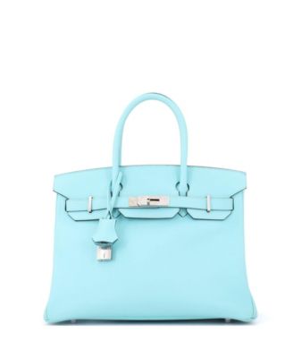 Birkin 30 Handbag Blue Epsom with Palladium Hardware