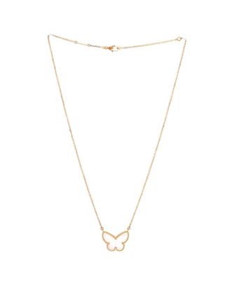  Lucky Alhambra Butterfly Pendant Necklace 18K Gold with Mother of Pearl, 14.75 - 16.5"