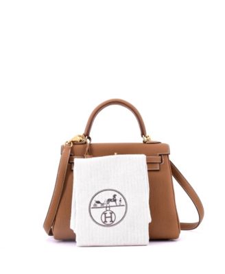 Kelly 25 Handbag Brown Togo with Gold Hardware