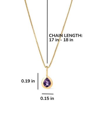  Solid Yellow Gold Teardrop Charm Necklace