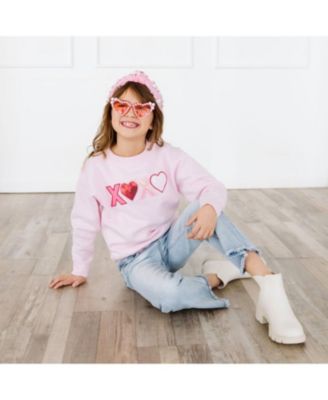 Girls' XOXO Sequin Patch Valentine's Day Sweatshirt - Big Kid