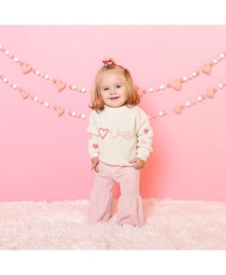 Girls' Ditsy Love Valentine's Day Knit Sweater - Baby, Little Kid