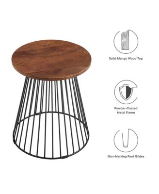  Valeo Round Wood and Metal Side Table