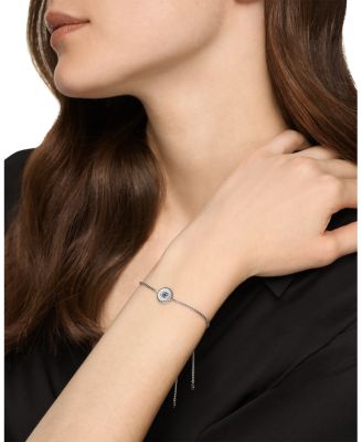 Evil Eye Bracelet in Sterling Silver with Light Blue Sapphires, Black Diamonds and Diamonds, 11mm