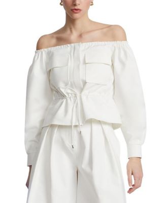 BCBGMAXAZRIA Off Shoulder Drawstring Top | Bloomingdale's Women
