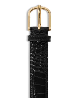 Women's Slim Croco Embossed Leather Belt