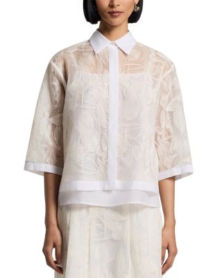 Embroidered Mixed Media Blouse