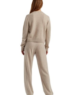 Women s Wool-Cashmere Cropped Crewneck Cardigan