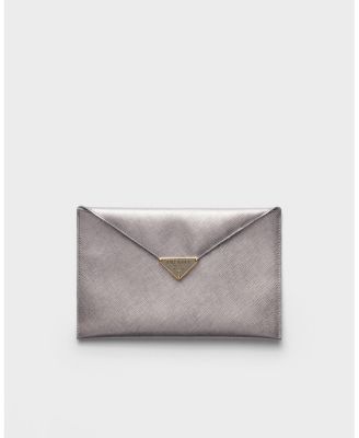 Saffiano Leather Envelope Clutch