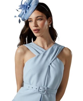 Petite Cross Over Pleated Midi Dress